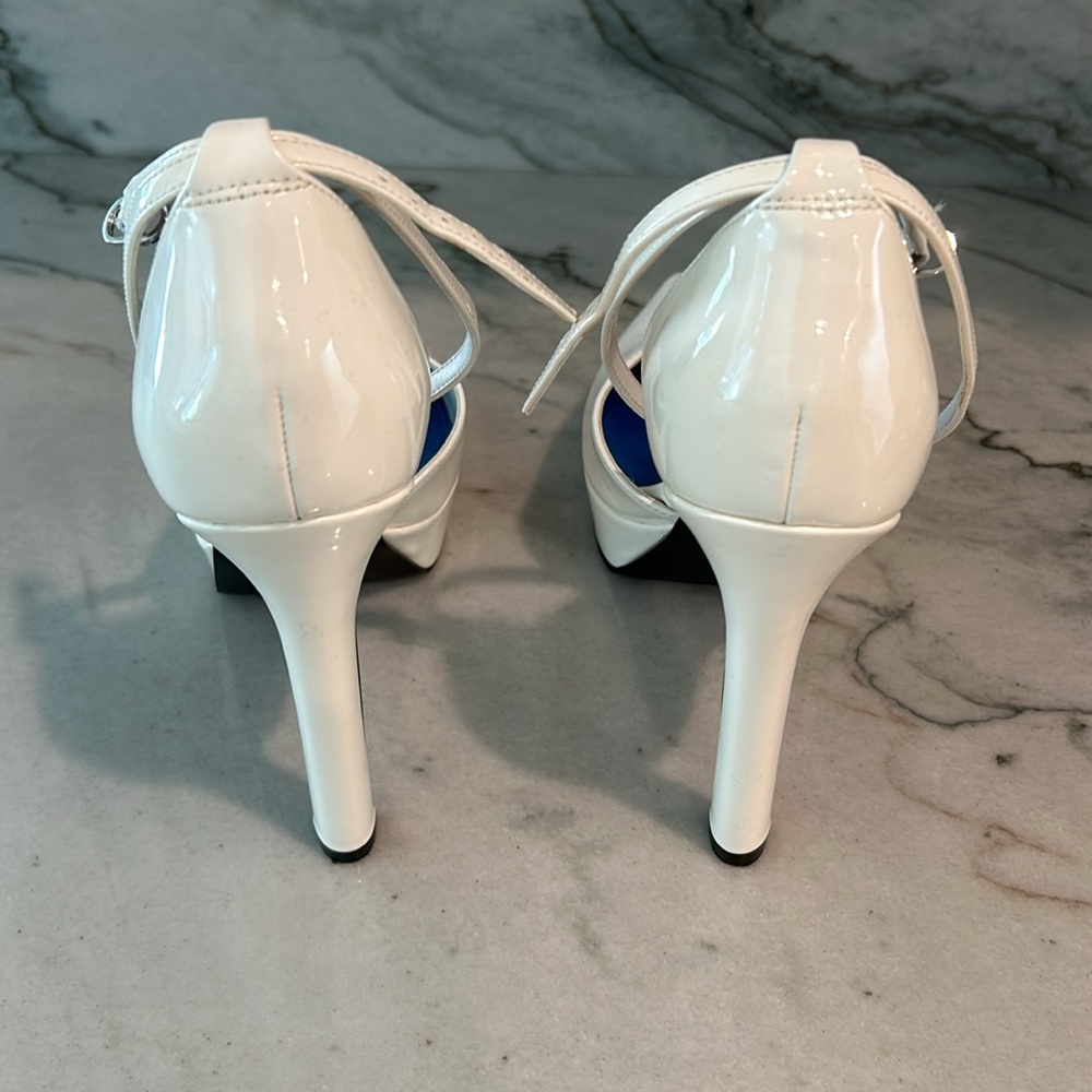 Nine West Linda Ankle Strap Platform Pump Heel Cream White - Picture 4 of 7